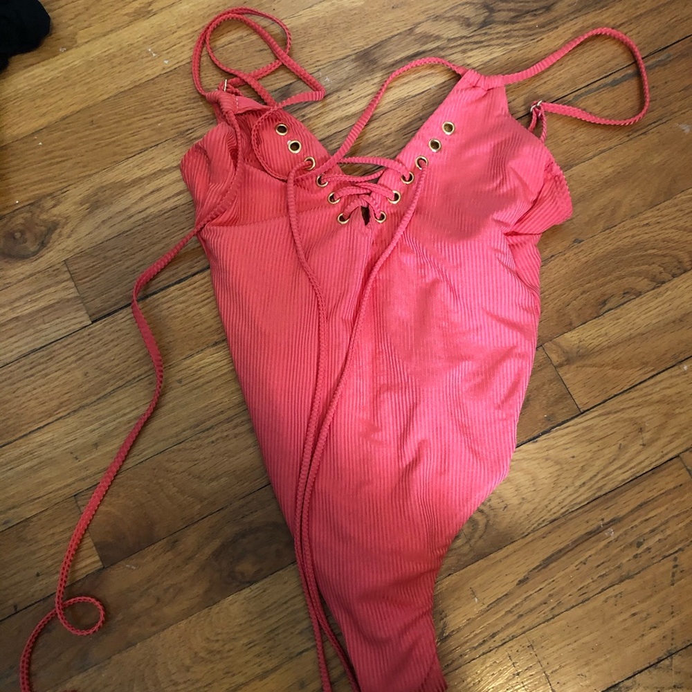 One piece coral bikini